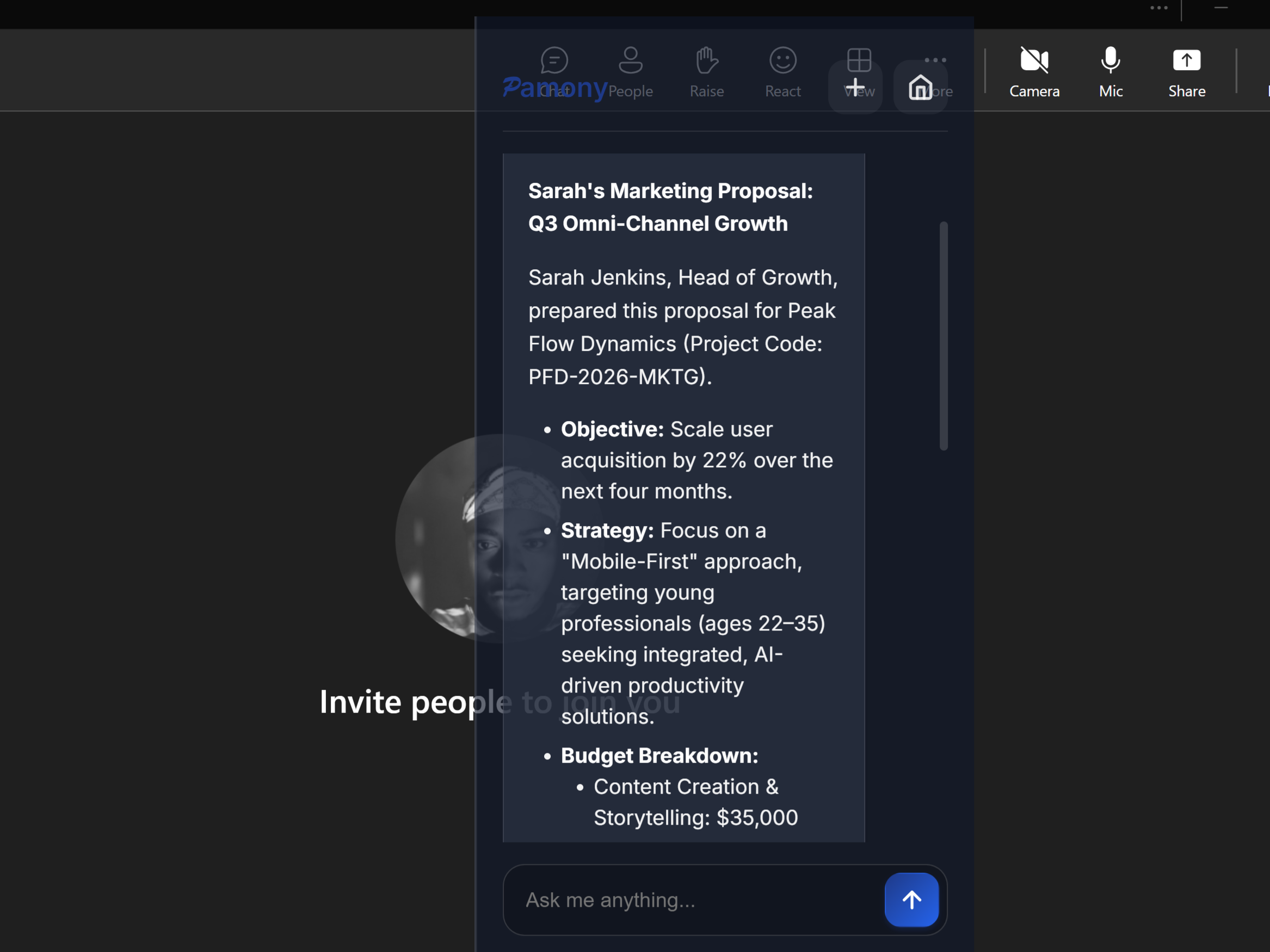 Pamony Ambient UI Results
